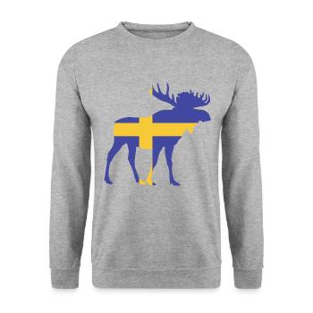 Schwedischer Elch - Unisex Pullover - Weißgrau meliert - Vorne - Alina (178cm) & Michal (187cm)