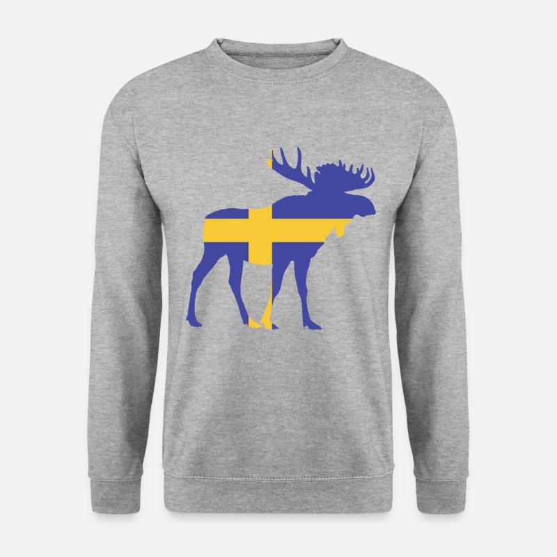 Schwedischer Elch - Unisex Pullover - Weißgrau meliert