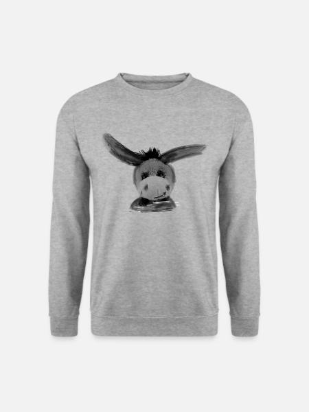 Esel, Stofftier, Schrift, Aquarell, - Unisex Pullover - Weißgrau meliert