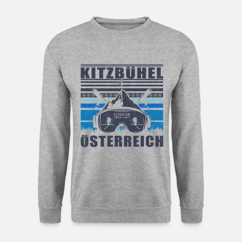 Kitzbühel Autriche Rétro Coucher De Soleil Ski 80s - Sweat-shirt Unisexe - gris chiné
