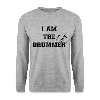 I AM THE DRUMMER - Unisex Pullover - Weißgrau meliert - Vorne - Alina (178cm) & Michal (187cm)