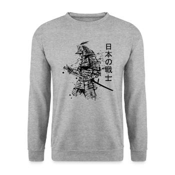 Samouraï Japon Katana Rouge Soleil - Sweat-shirt Unisexe - gris chiné - Devant - Alina (178cm) & Michal (187cm)
