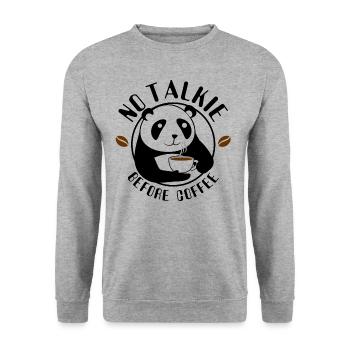 No talkie before coffee espresso morning - Unisex Sweatshirt - salt & pepper - Front - Alina (178cm) & Michal (187cm)