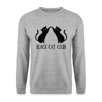 club de chat noir - Sweat-shirt Unisexe - gris chiné - Devant - Alina (178cm) & Michal (187cm)