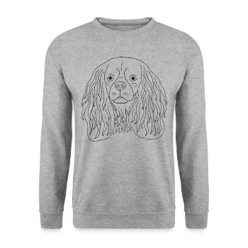 Cavalier King Charles Spaniel - Unisex Pullover - Weißgrau meliert - Vorne - Alina (178cm) & Michal (187cm)