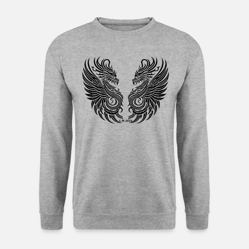 Drachen Tribal - Unisex Pullover - Weißgrau meliert