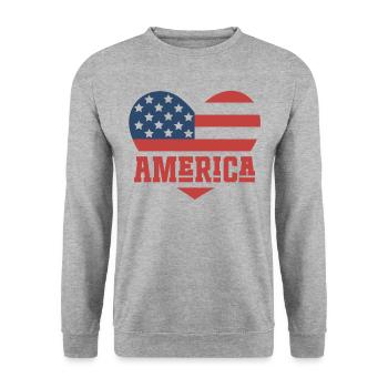 America Flag Heart - Unisex Sweatshirt - salt & pepper - Front - Alina (178cm) & Michal (187cm)