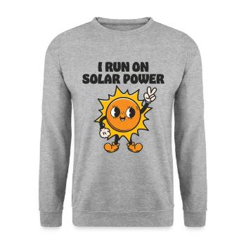 I run on Solar Power - Unisex Sweatshirt - salt & pepper - Front - Alina (178cm) & Michal (187cm)