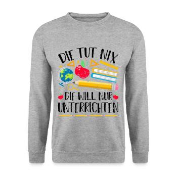 Lustiges Lehrerin - Unisex Pullover - Weißgrau meliert - Vorne - Alina (178cm) & Michal (187cm)