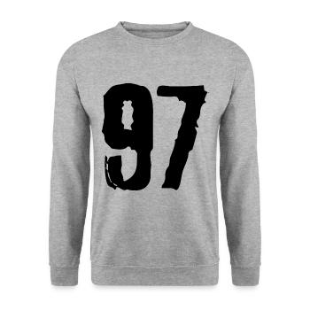 97 Number jersey - Unisex Sweatshirt - salt & pepper - Front - Alina (178cm) & Michal (187cm)