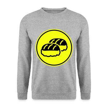 Sushi icon Silhouette - Unisex Pullover - Weißgrau meliert - Vorne - Alina (178cm) & Michal (187cm)
