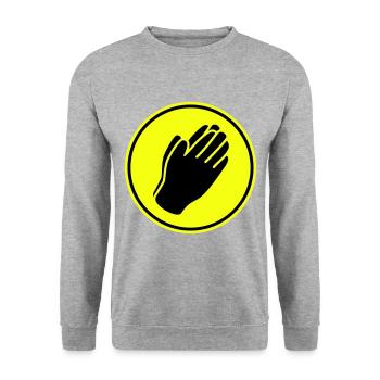Beten Hände Icon - Unisex Pullover - Weißgrau meliert - Vorne - Alina (178cm) & Michal (187cm)