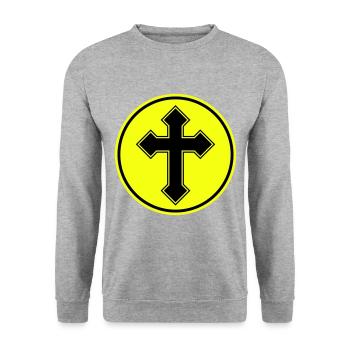 Cross symbol icon - Unisex Sweatshirt - salt & pepper - Front - Alina (178cm) & Michal (187cm)