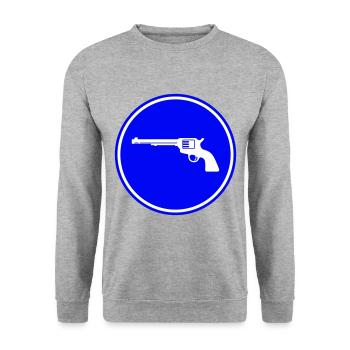 waffe pistole - Unisex Pullover - Weißgrau meliert - Vorne - Alina (178cm) & Michal (187cm)