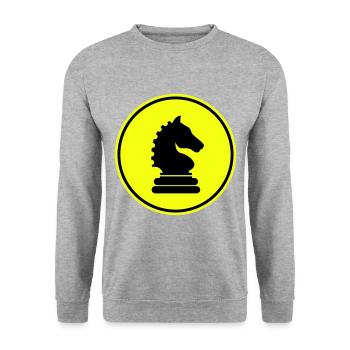 Pièce d’échecs de cheval - Sweat-shirt Unisexe - gris chiné - Devant - Alina (178cm) & Michal (187cm)