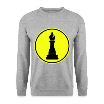 Schachfigur symbol - Unisex Pullover - Weißgrau meliert - Vorne - Alina (178cm) & Michal (187cm)