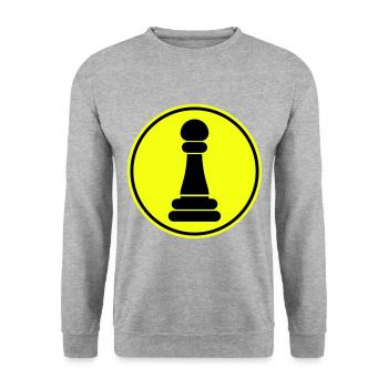 Läufer Bauer Schachfigur - Unisex Pullover - Weißgrau meliert - Vorne - Alina (178cm) & Michal (187cm)