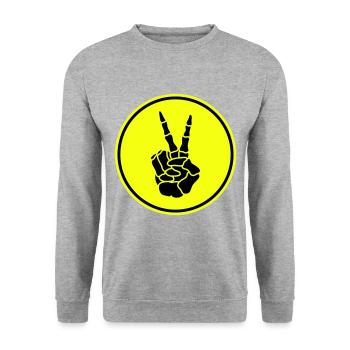 Hand frieden skelett - Unisex Pullover - Weißgrau meliert - Vorne - Alina (178cm) & Michal (187cm)