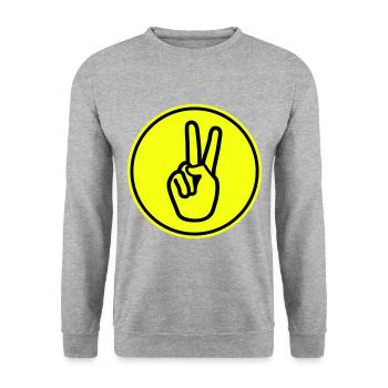 Hand Peace - Unisex Pullover - Weißgrau meliert - Vorne - Alina (178cm) & Michal (187cm)