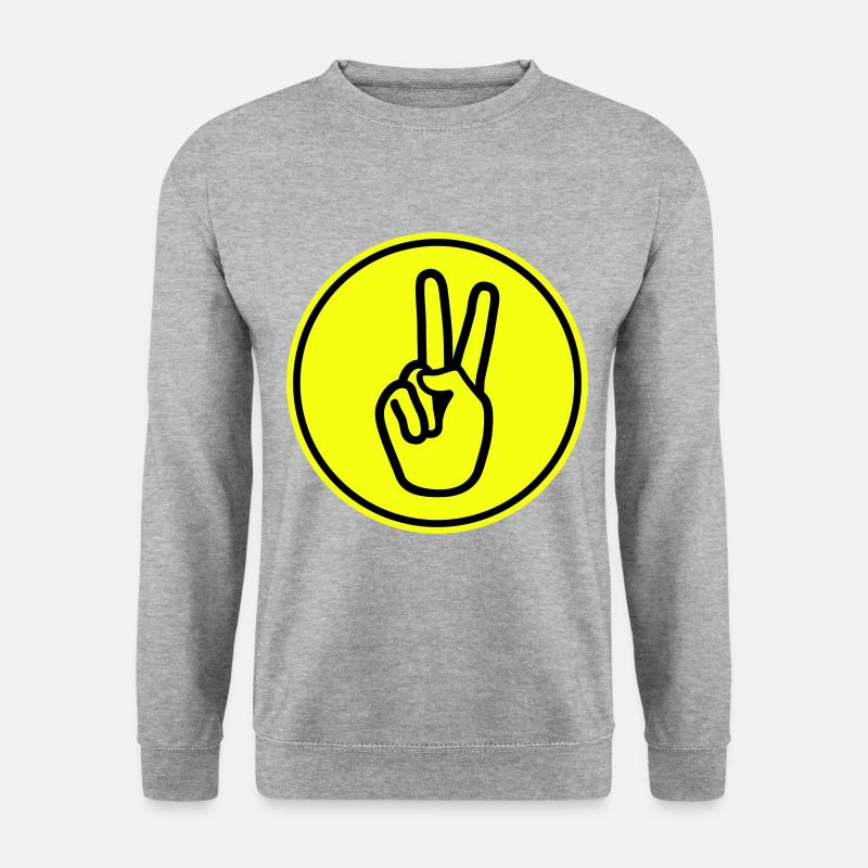 Hand Peace - Unisex Pullover - Weißgrau meliert