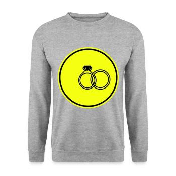 Eheringe symbol - Unisex Pullover - Weißgrau meliert - Vorne - Alina (178cm) & Michal (187cm)