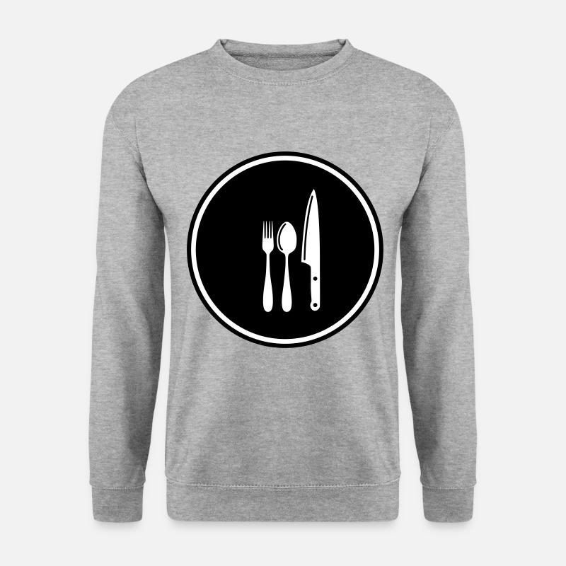 Gabel Besteck - Unisex Pullover - Weißgrau meliert