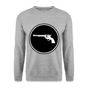 waffe pistole - Unisex Pullover - Weißgrau meliert - Vorne - Alina (178cm) & Michal (187cm)