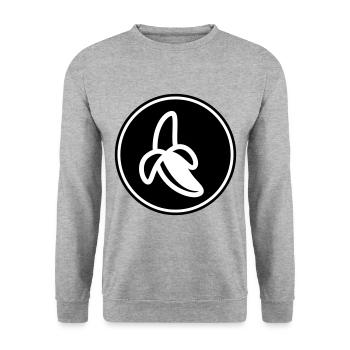 Banane Icon - Unisex Pullover - Weißgrau meliert - Vorne - Alina (178cm) & Michal (187cm)