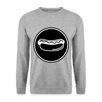 Hotdog Symbol - Unisex Pullover - Weißgrau meliert - Vorne - Alina (178cm) & Michal (187cm)