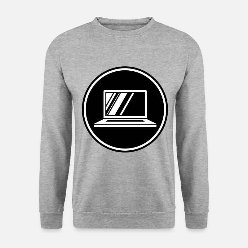 Laptop Symbol - Unisex Pullover - Weißgrau meliert
