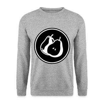 Birne Obst - Unisex Pullover - Weißgrau meliert - Vorne - Alina (178cm) & Michal (187cm)