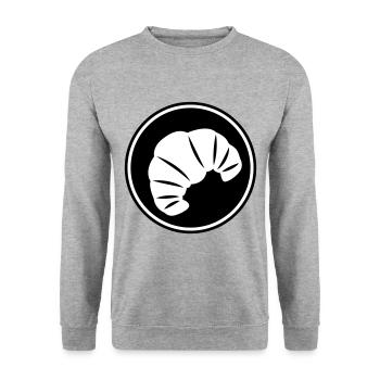 Croissant Symbol - Unisex Pullover - Weißgrau meliert - Vorne - Alina (178cm) & Michal (187cm)
