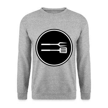 Grill tongs Grill Symbol - Unisex Sweatshirt - salt & pepper - Front - Alina (178cm) & Michal (187cm)
