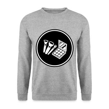 Make Up Kosmetik Icon - Unisex Pullover - Weißgrau meliert - Vorne - Alina (178cm) & Michal (187cm)