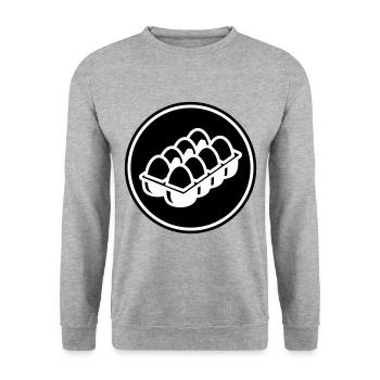 Eier symbol - Unisex Pullover - Weißgrau meliert - Vorne - Alina (178cm) & Michal (187cm)