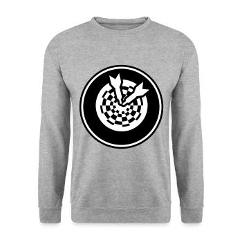 Darts 180 Symbol - Unisex Pullover - Weißgrau meliert - Vorne - Alina (178cm) & Michal (187cm)