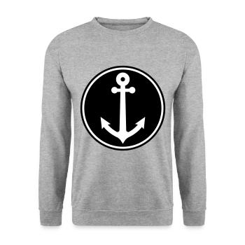 Symbole du capitaine d’ancre - Sweat-shirt Unisexe - gris chiné - Devant - Alina (178cm) & Michal (187cm)