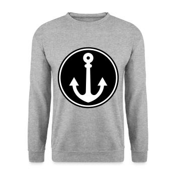 Anker form - Unisex Pullover - Weißgrau meliert - Vorne - Alina (178cm) & Michal (187cm)