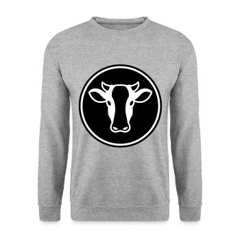 Kuh Kopf - Unisex Pullover - Weißgrau meliert - Vorne - Alina (178cm) & Michal (187cm)