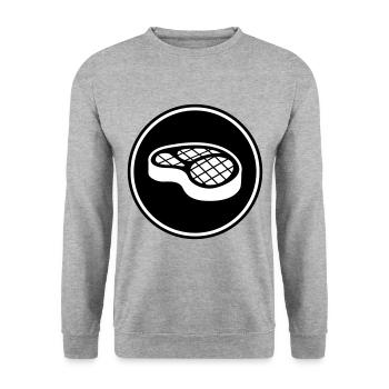 Symbole du steak de viande - Sweat-shirt Unisexe - gris chiné - Devant - Alina (178cm) & Michal (187cm)