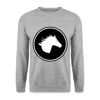 Pferd Horse icon - Unisex Pullover - Weißgrau meliert - Vorne - Alina (178cm) & Michal (187cm)