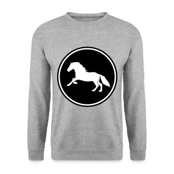 Pferd Horse icon - Unisex Pullover - Weißgrau meliert - Vorne - Alina (178cm) & Michal (187cm)