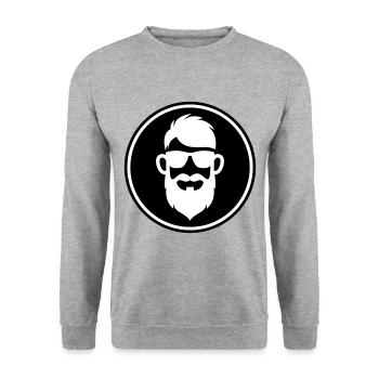 Gesicht bart symbol - Unisex Pullover - Weißgrau meliert - Vorne - Alina (178cm) & Michal (187cm)