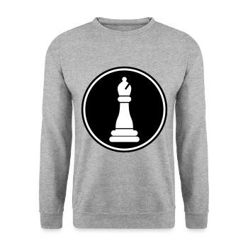 Schachfigur symbol - Unisex Pullover - Weißgrau meliert - Vorne - Alina (178cm) & Michal (187cm)
