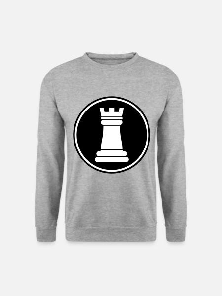 Schachfigur Turm - Unisex Pullover - Weißgrau meliert
