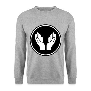 hands icon symbol - Unisex Sweatshirt - salt & pepper - Front - Alina (178cm) & Michal (187cm)