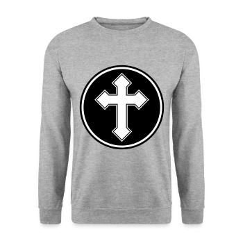 Symbole de la croix - Sweat-shirt Unisexe - gris chiné - Devant - Alina (178cm) & Michal (187cm)