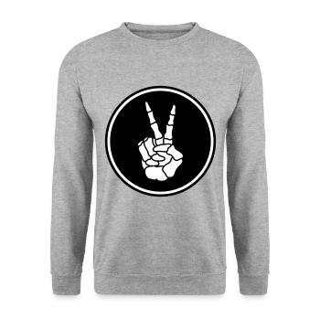 Hand frieden skelett - Unisex Pullover - Weißgrau meliert - Vorne - Alina (178cm) & Michal (187cm)