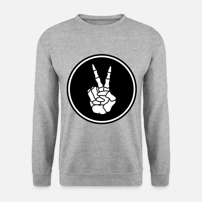 Hand frieden skelett - Unisex Pullover - Weißgrau meliert