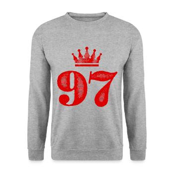 97 Number crown - Unisex Sweatshirt - salt & pepper - Front - Alina (178cm) & Michal (187cm)